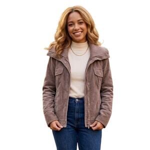John Rocha Wales Corduroy Jacket Women Size 12 Brown Retro Outdoor Downtown Girl